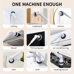 Electric Cleaning Brush, Electric Rotary Floor Scrubber, Wireless Electric Rotary Scrubber, Replaceable 7 Brush Heads