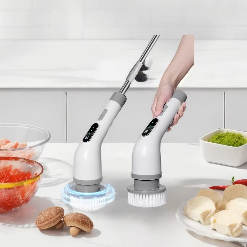Electric Spin Scrubber Cordless 9 Heads,Dual Speed,Extendable Handle for Bathroom Tub Sink Floor tools electric shower brush