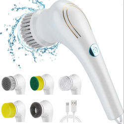 Usb Charging 5in1 Electric Cleaning Brush Living Room Bathroom Wall Bathtub Kitchen Dishwashing Brush Household Cleaning Supplie