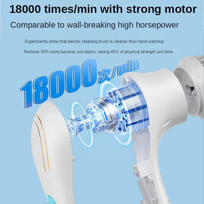 Usb Charging 5in1 Electric Cleaning Brush Living Room Bathroom Wall Bathtub Kitchen Dishwashing Brush Household Cleaning Supplie