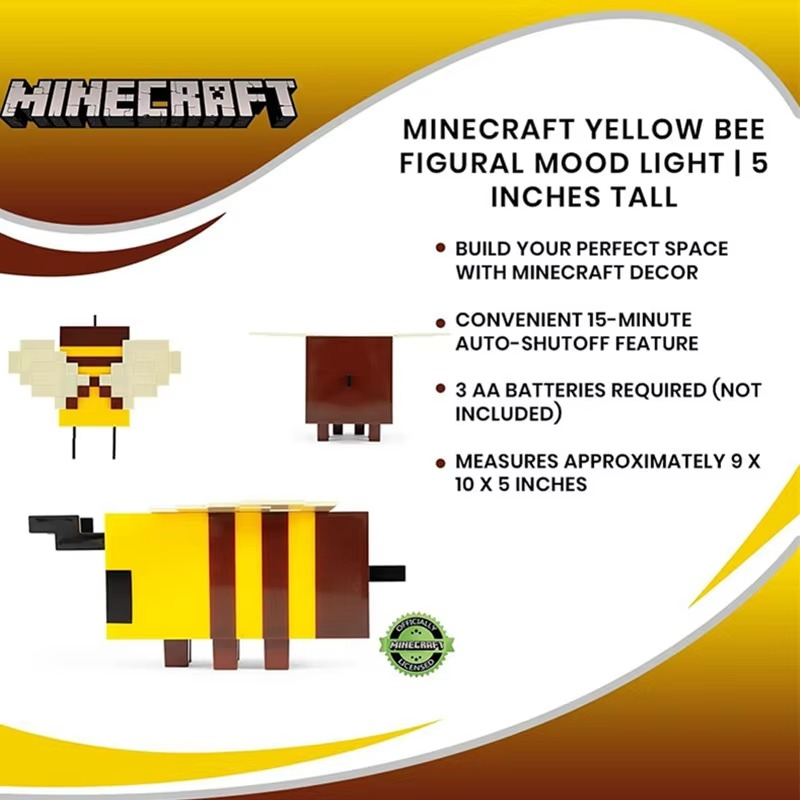 Minecraft LED Toy DIY Bee Model Night Light Children's Peripheral Gift Room Game Decoration Luminous Desk Lamp Birthday Gifts