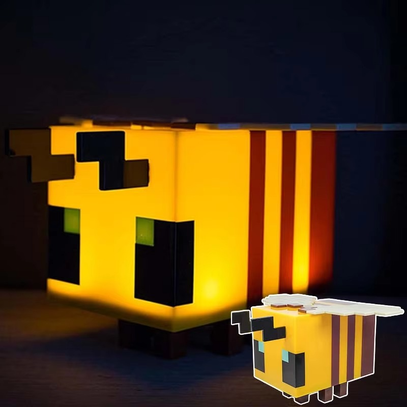 Minecraft LED Toy DIY Bee Model Night Light Children's Peripheral Gift Room Game Decoration Luminous Desk Lamp Birthday Gifts