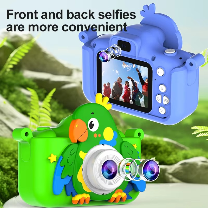 Children’s 1080P Digital Camera with 2" Screen – Cartoon Parrot Toy, 32GB Gift for Kids