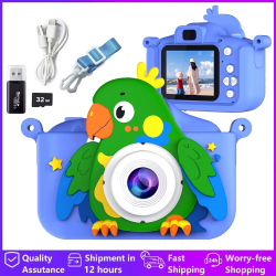 Children’s 1080P Digital Camera with 2" Screen – Cartoon Parrot Toy, 32GB Gift for Kids