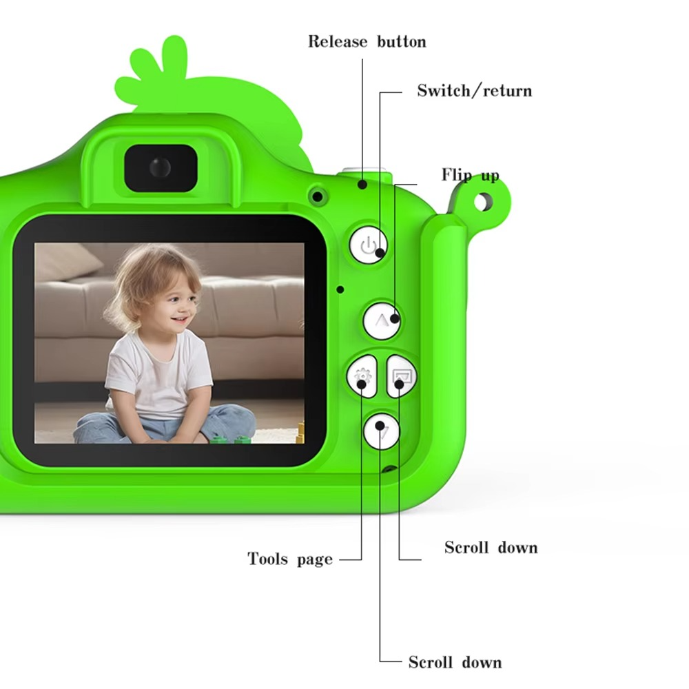 Children’s 1080P Digital Camera with 2" Screen – Cartoon Parrot Toy, 32GB Gift for Kids