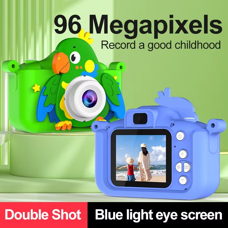 Children’s 1080P Digital Camera with 2" Screen – Cartoon Parrot Toy, 32GB Gift for Kids