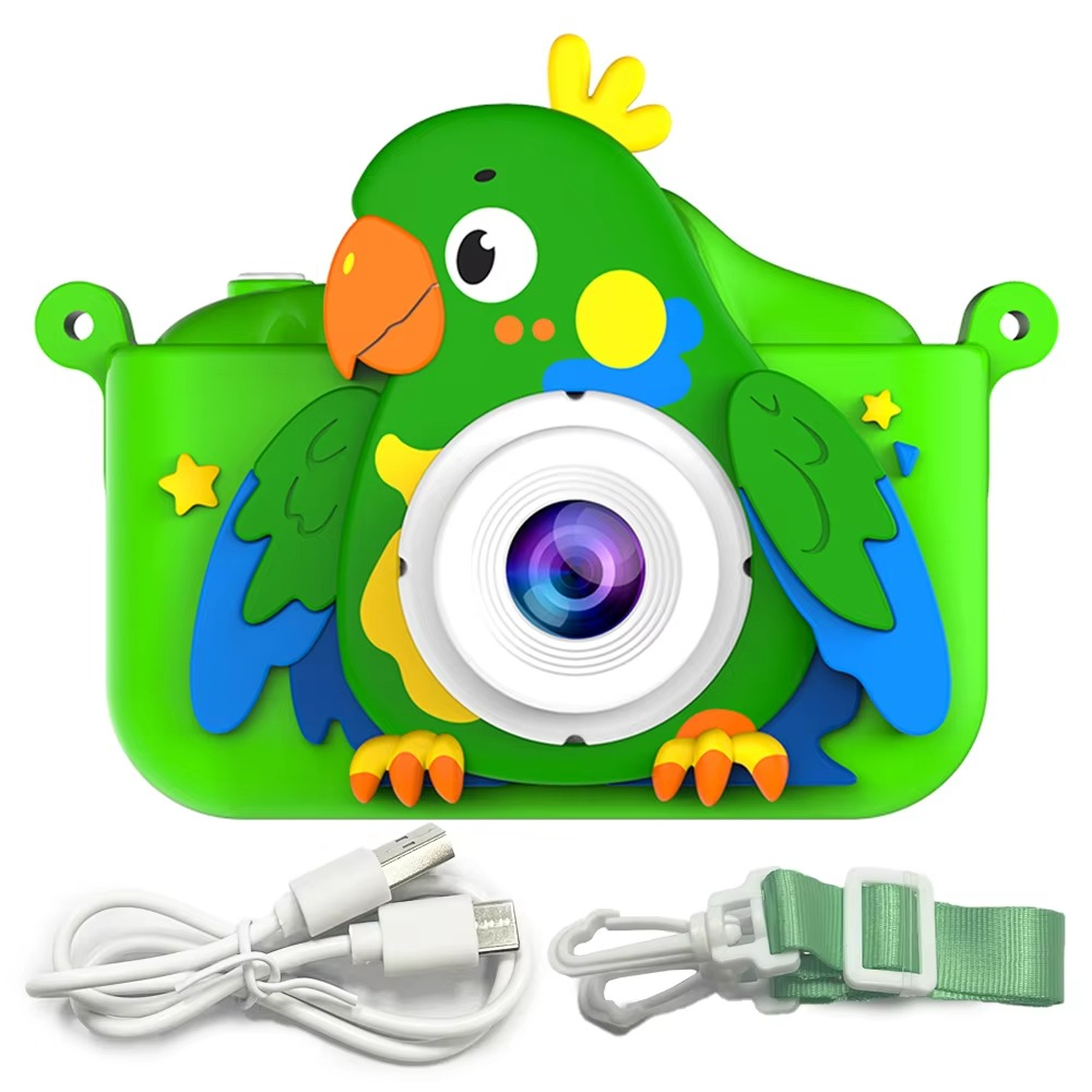 Children’s 1080P Digital Camera with 2" Screen – Cartoon Parrot Toy, 32GB Gift for Kids
