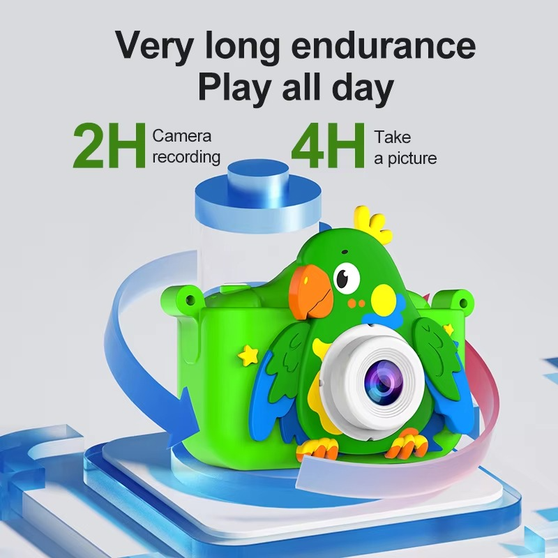 Children’s 1080P Digital Camera with 2" Screen – Cartoon Parrot Toy, 32GB Gift for Kids