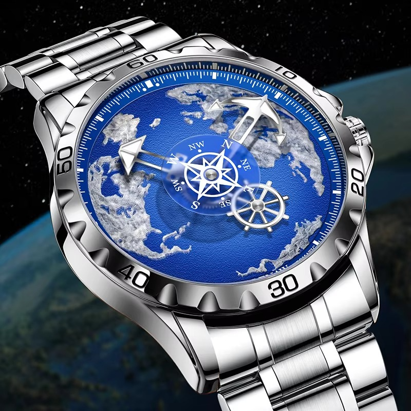 GLENAW Top Brand Mens Luxury Watch Stainless Steel Luminous Clock Casual Chic Waterproof Outdoor Sport Watch Relogio Masculino