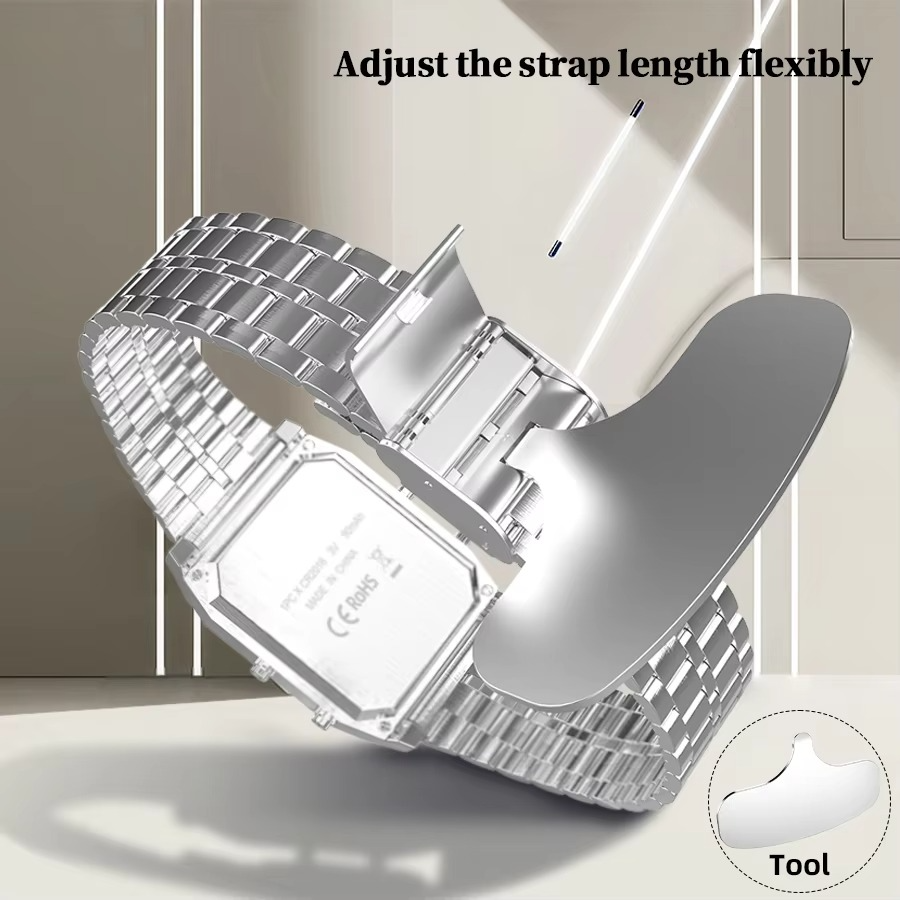 Fashion couple sports watch women's stainless steel strap digital clock women's men's multifunctional electronic watch
