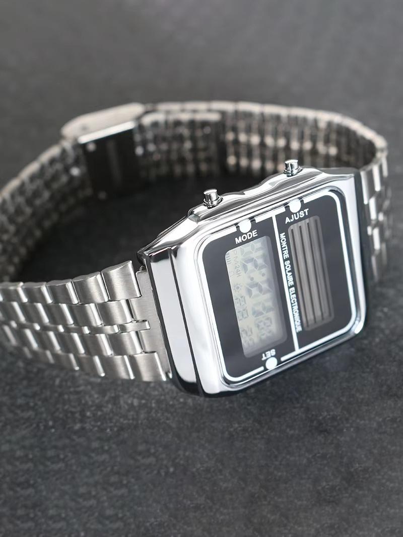 Fashion couple sports watch women's stainless steel strap digital clock women's men's multifunctional electronic watch
