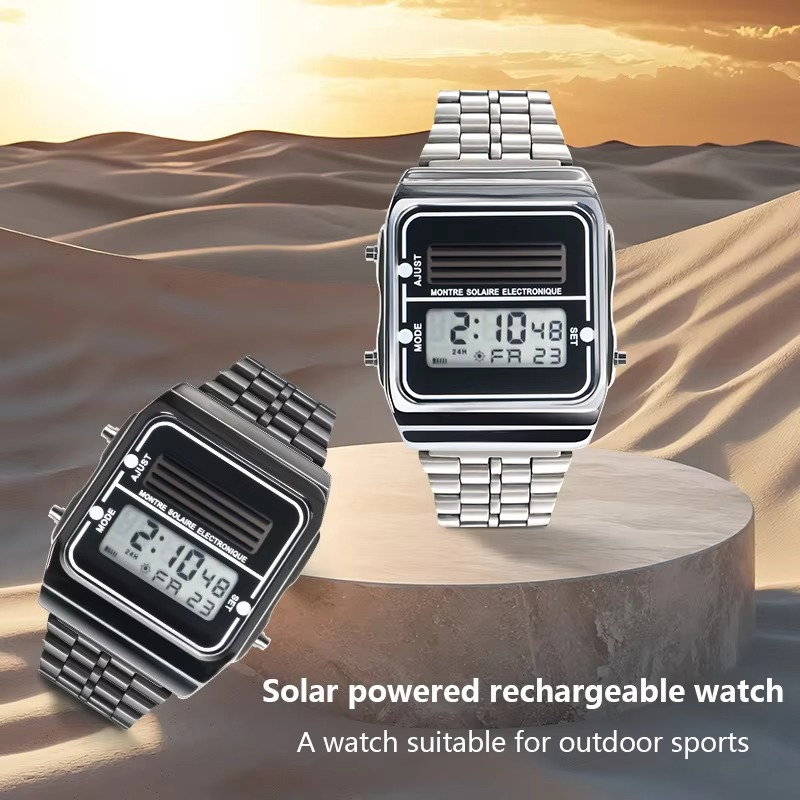Fashion couple sports watch women's stainless steel strap digital clock women's men's multifunctional electronic watch