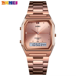 SKMEI 1612 Waterproof Stainless Steel Strip Digital Wristwatches For Men Women Alarm 3 Time Chrono Watches Electronics Watch