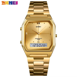 SKMEI 1612 Waterproof Stainless Steel Strip Digital Wristwatches For Men Women Alarm 3 Time Chrono Watches Electronics Watch