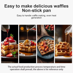 Waffle Maker with Non-Stick Coated Plates, Cool Touch Housing, Power and Ready Indicators, Breakfast Maker, Cord Winder, 750W