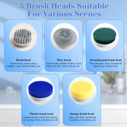 Youpin Electric Cleaning Brush Multifunctional Kitchen Bathroom Toilet Portable Powerful Clean Brush 5 Brush Heads LED Display