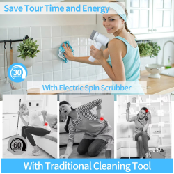 Portable Electric Spin Scrubber Cordless Power Scrubber with Replaceable Heads Electric Cleaning Brush for Bathroom/Sink/Window