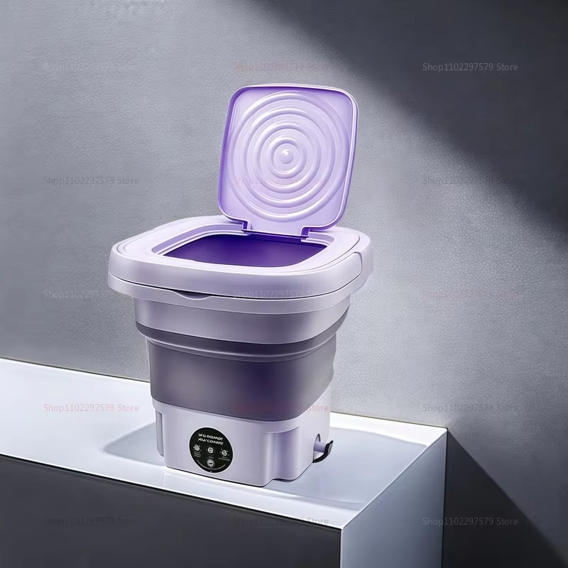 8L Portable Folding Washing Machine Bucket Easy To Carry Compact Travel Laundry Washer for Clothes Socks Underwear Cleaning
