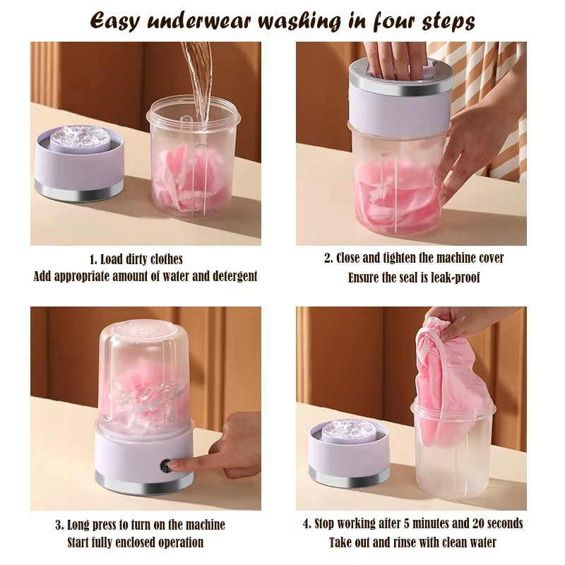 New Wireless Washing Machine Portable Travel Underwear And Socks Laundry Bucket, Charging Mini Clothes Washing Cup 2-speed Time