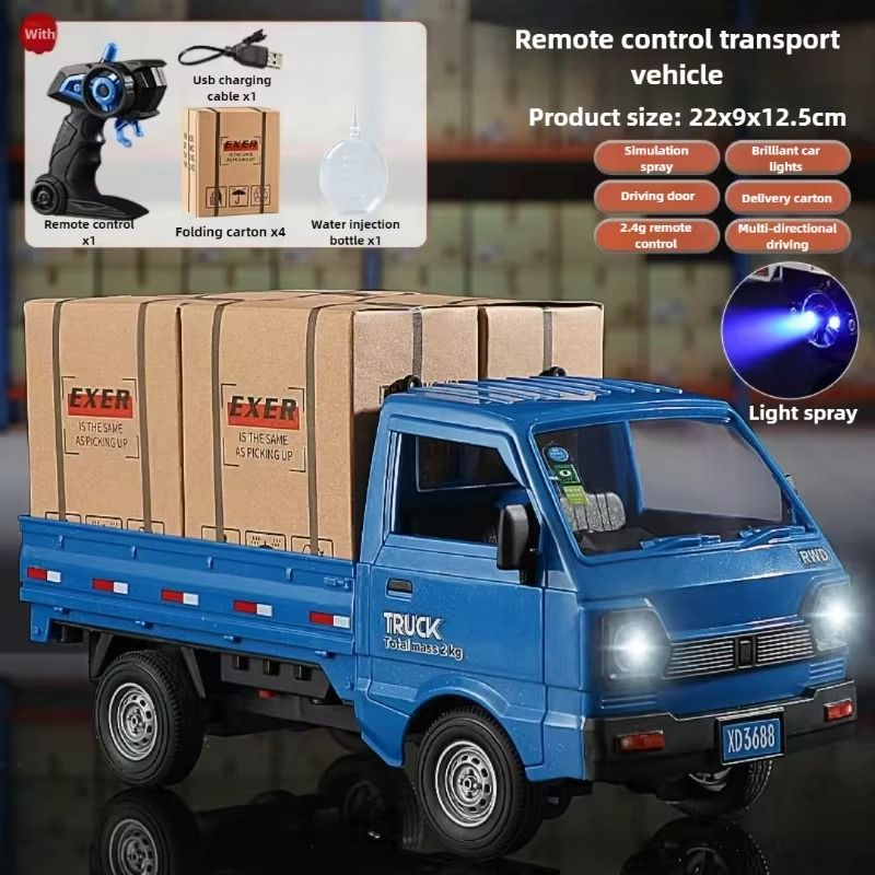 RC Truck 1/16 Simulation Body Drift Remote Control Car with LED Lights Mini Remote Delivery Truck Remote Control Model Toy