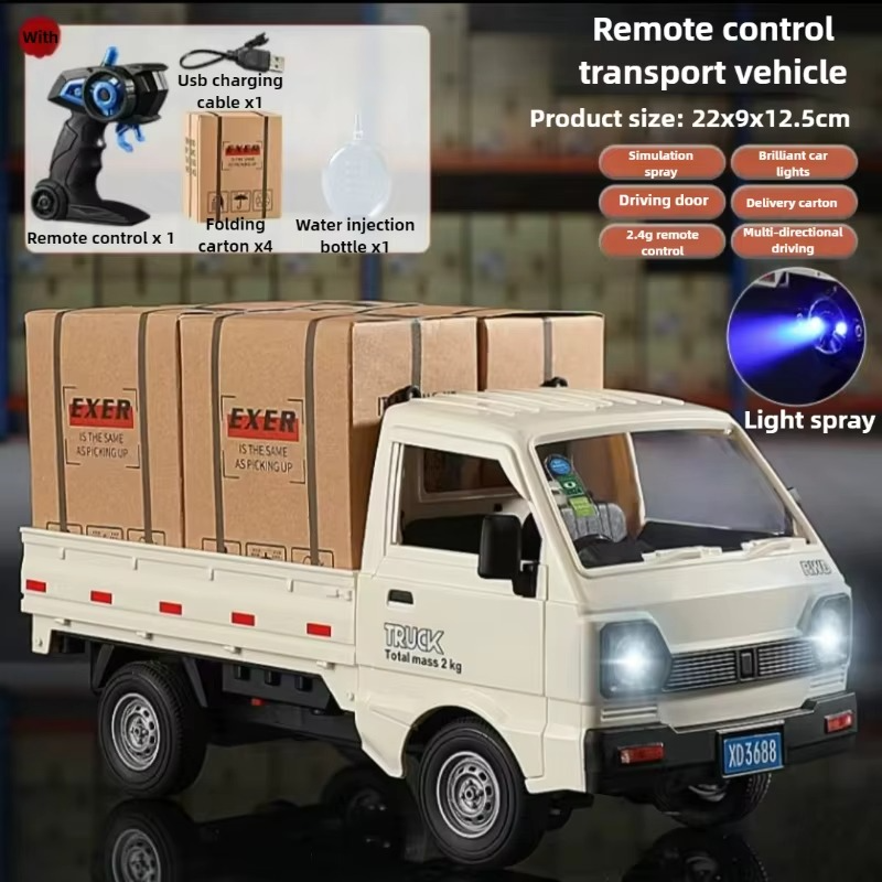 RC Truck 1/16 Simulation Body Drift Remote Control Car with LED Lights Mini Remote Delivery Truck Remote Control Model Toy
