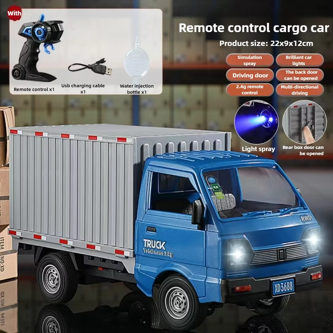 RC Truck 1/16 Simulation Body Drift Remote Control Car with LED Lights Mini Remote Delivery Truck Remote Control Model Toy