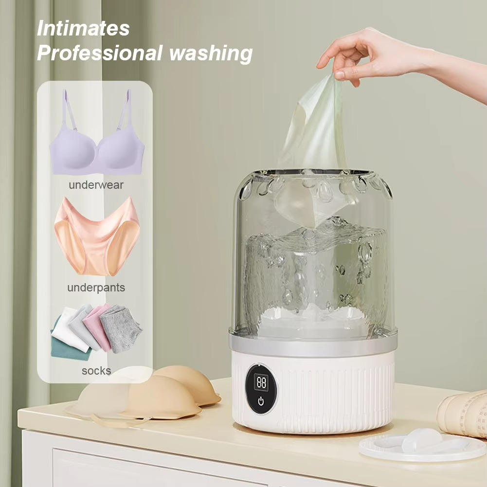 Mini Underwear Washer Rechargeable 1L Electric Socks Washing Machine Household Small Wireless Portable Laundry Underwear Cleaner
