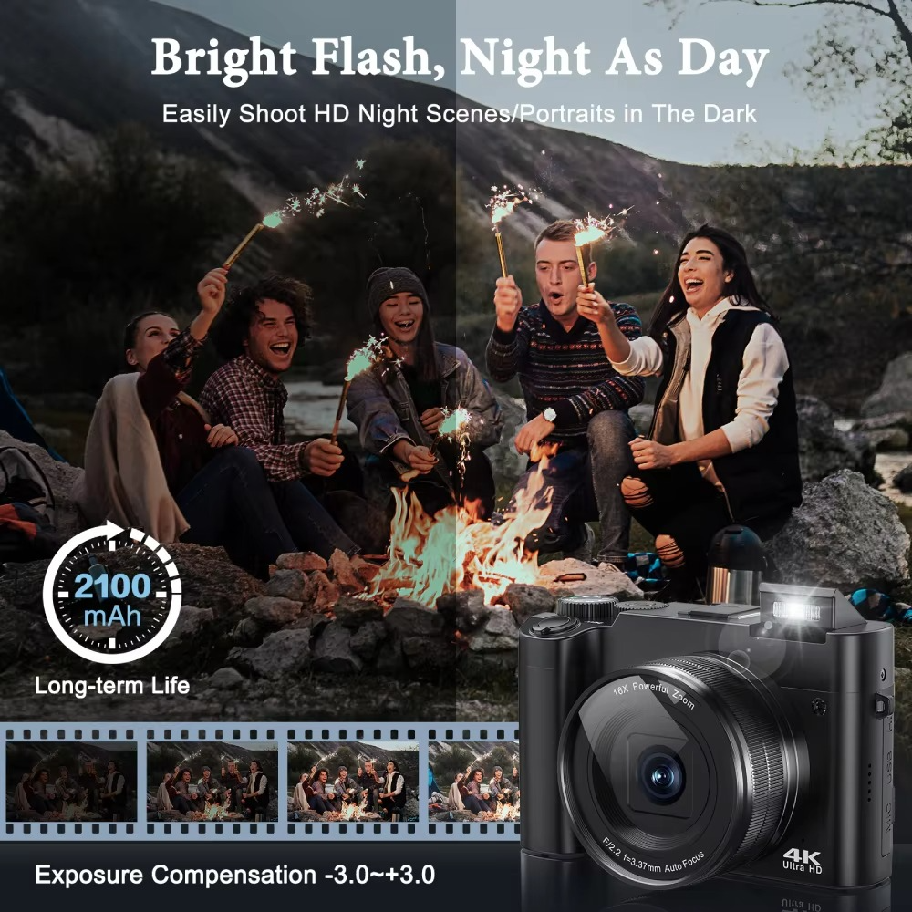 4K 64MP Vlogging Camera – Autofocus Dual Lens with 6-Axis Stabilization for YouTube