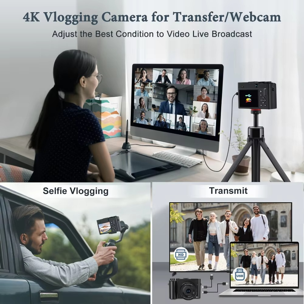 4K 64MP Vlogging Camera – Autofocus Dual Lens with 6-Axis Stabilization for YouTube