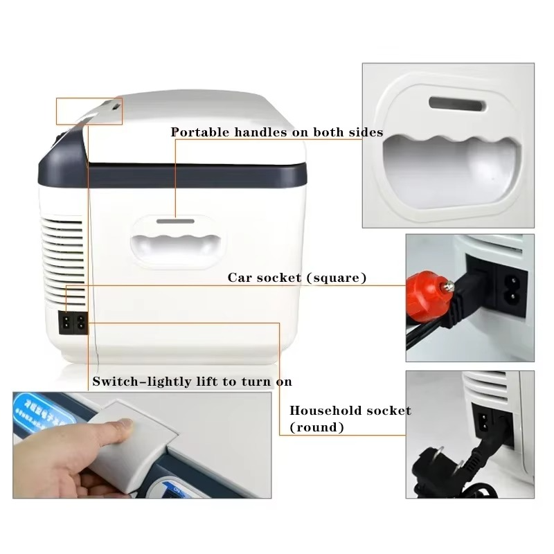 Desktop Electric 12V / 220V Mini Portable Refrigerator, Car Refrigerator, 2 Charging Methods And Portable Strap, Refrigerator