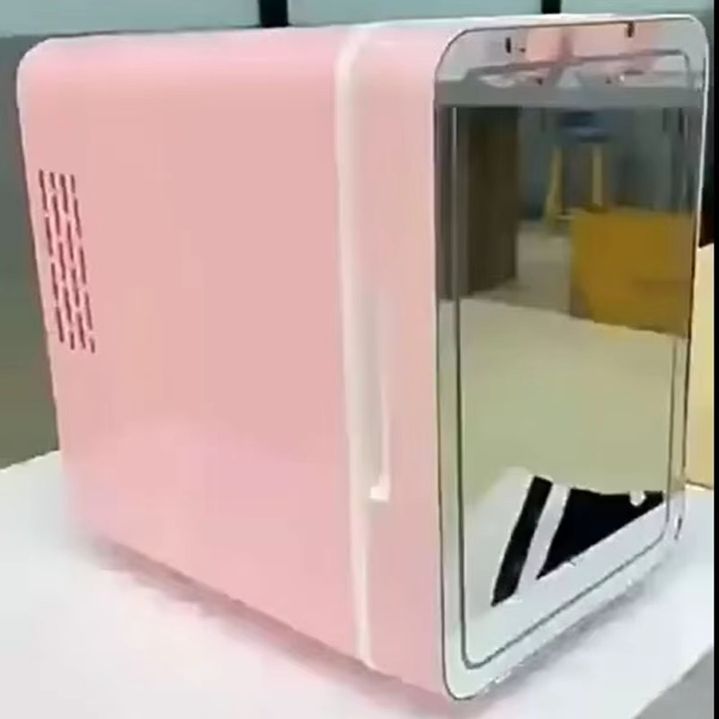 4L Mini Refrigerator,Cooling&Heating Dual Use,Small Household Fridge Vehicle Freezer,With LED Mirror Lighting For Beauty Makeup
