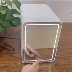 4L Mini Refrigerator,Cooling&Heating Dual Use,Small Household Fridge Vehicle Freezer,With LED Mirror Lighting For Beauty Makeup