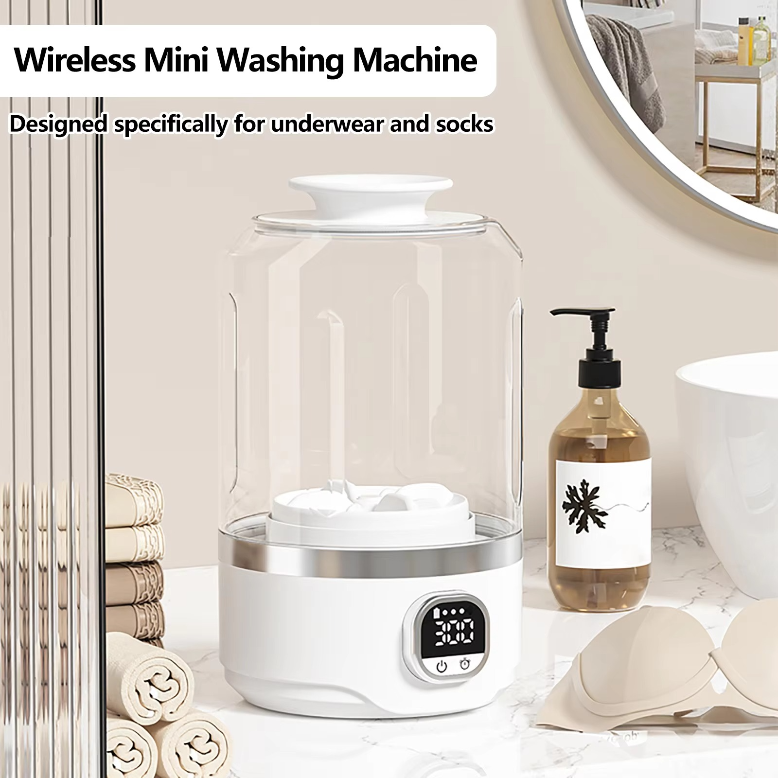ONEKA 4000mAh Portable Automatic mini Washing Machine For Business Travel Home Outdoor Camping Laundry of Underwear Socks