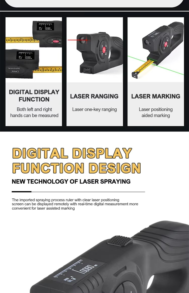 T1 tape measure Digital laser rangefinder tape measure 3-in-1 intelligent electronic measuring ruler charging multifunctional