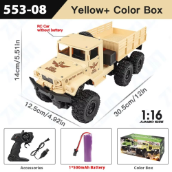 ZWN 1:16 2.4G Aluminum Alloy Six Wheel Military RC Truck with Lights Outdoor Remote Control Cars Toys Gift for Children.