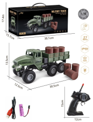 RC Military Truck 6x6 Road Remote Control Car 1/16 Scale Remote Control Truck 4WD All Terrain Rock Army Transport Vehicle Toy Ve