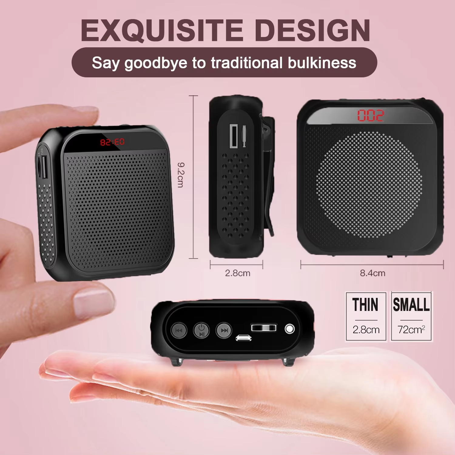 Megaphone Voice Amplifier Portable Personal Voice Speaker s With Microphone Display Loudspeaker For Teachers Speech Tour Guide