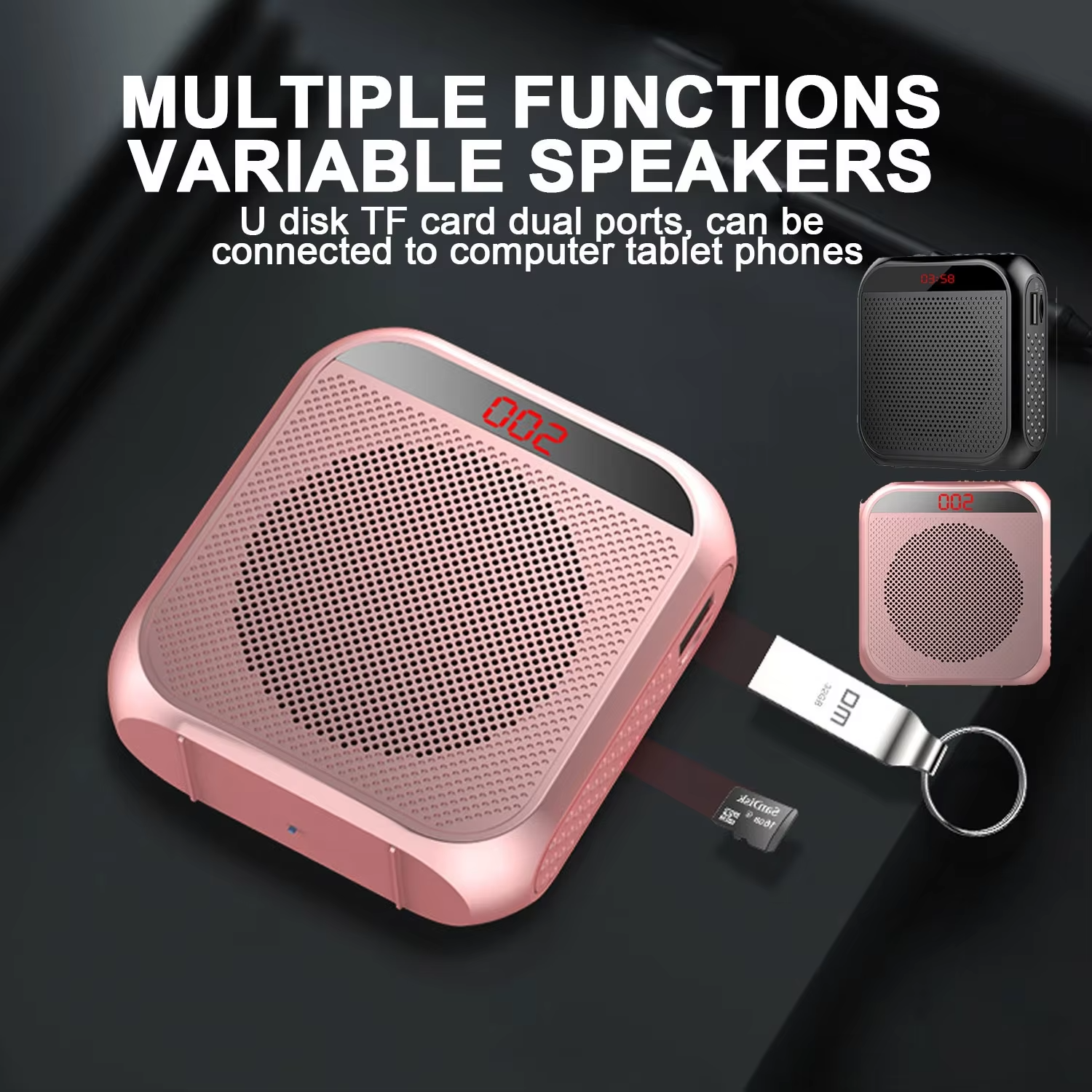 Megaphone Voice Amplifier Portable Personal Voice Speaker s With Microphone Display Loudspeaker For Teachers Speech Tour Guide