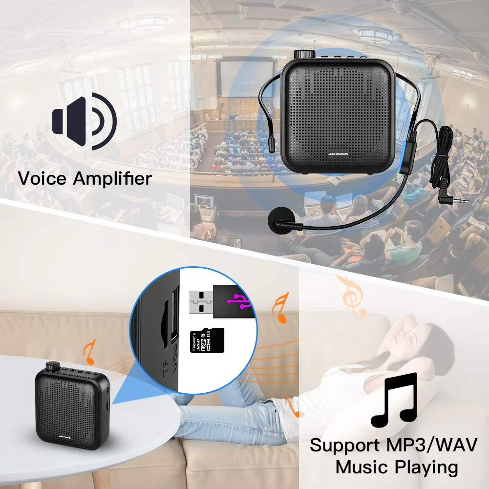 Voice Amplifier Multifunctional Portable Personal Voice Speaker with Microphone Display Surround Sound for Teachers Speech