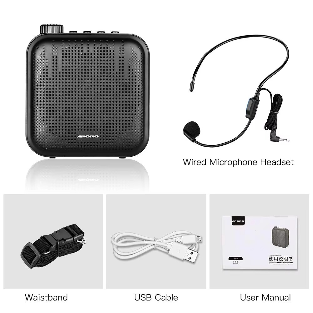 Voice Amplifier Multifunctional Portable Personal Voice Speaker with Microphone Display Surround Sound for Teachers Speech
