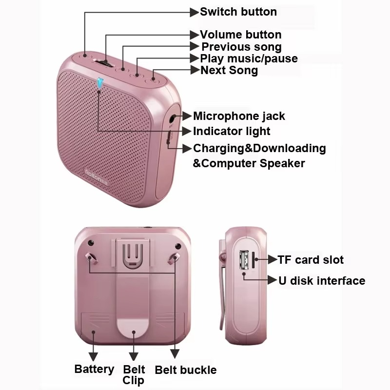 Voice Sound Audio Amplifier Bullhorn Megaphone Shop Loudspeaker For Portable Loud Speaker With Wired Microphone Megafon Teacher