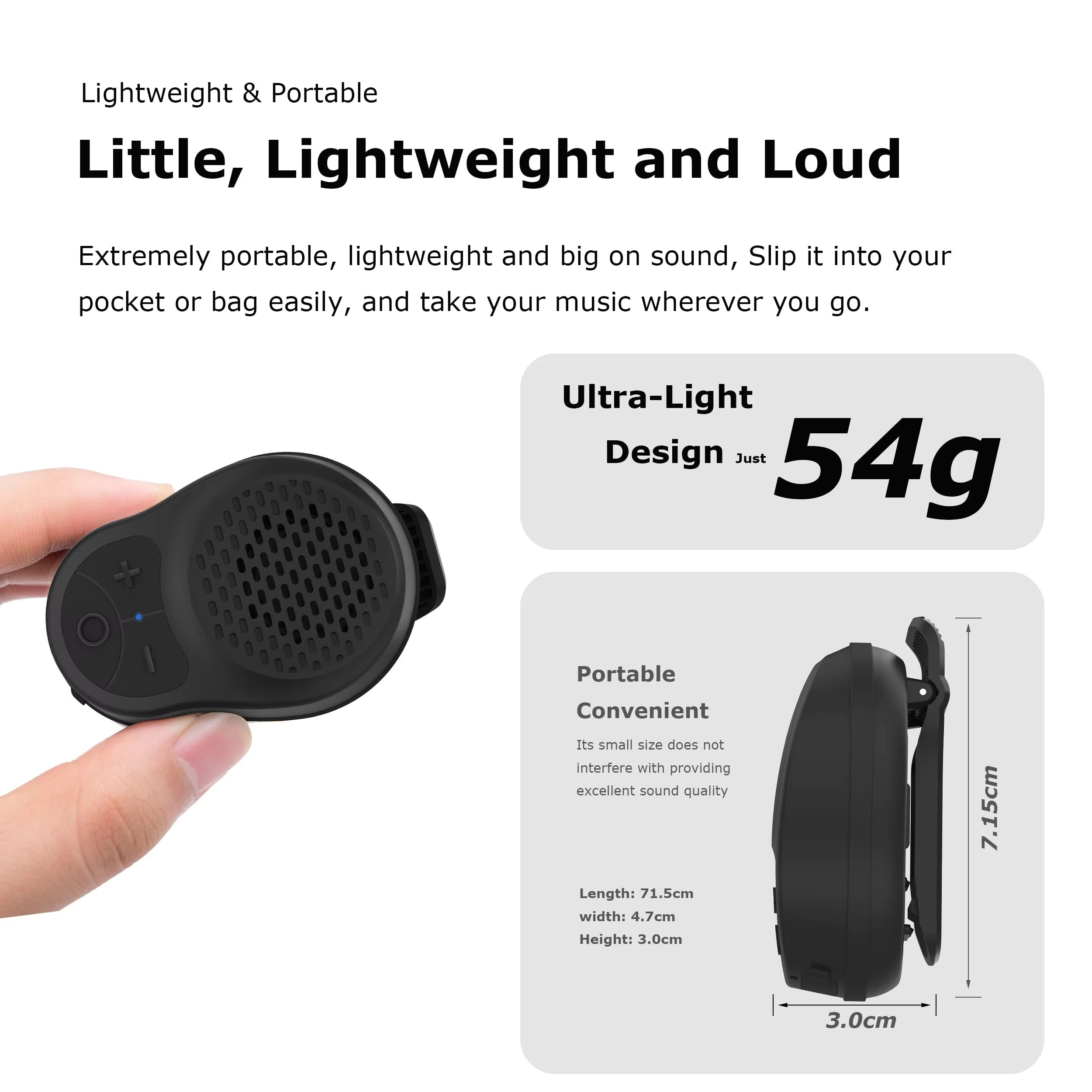 Minisopuru Wearable Bluetooth Speaker Clip On Wireless Waterproof Mini Portable Bluetooth Speaker with Microphone for Workout