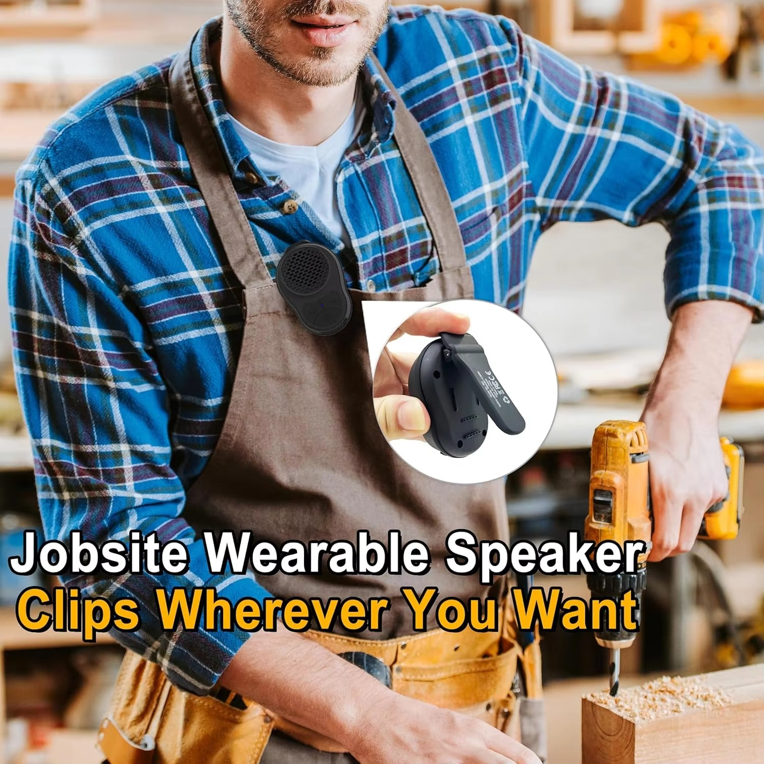 Minisopuru Wearable Bluetooth Speaker Clip On Wireless Waterproof Mini Portable Bluetooth Speaker with Microphone for Workout