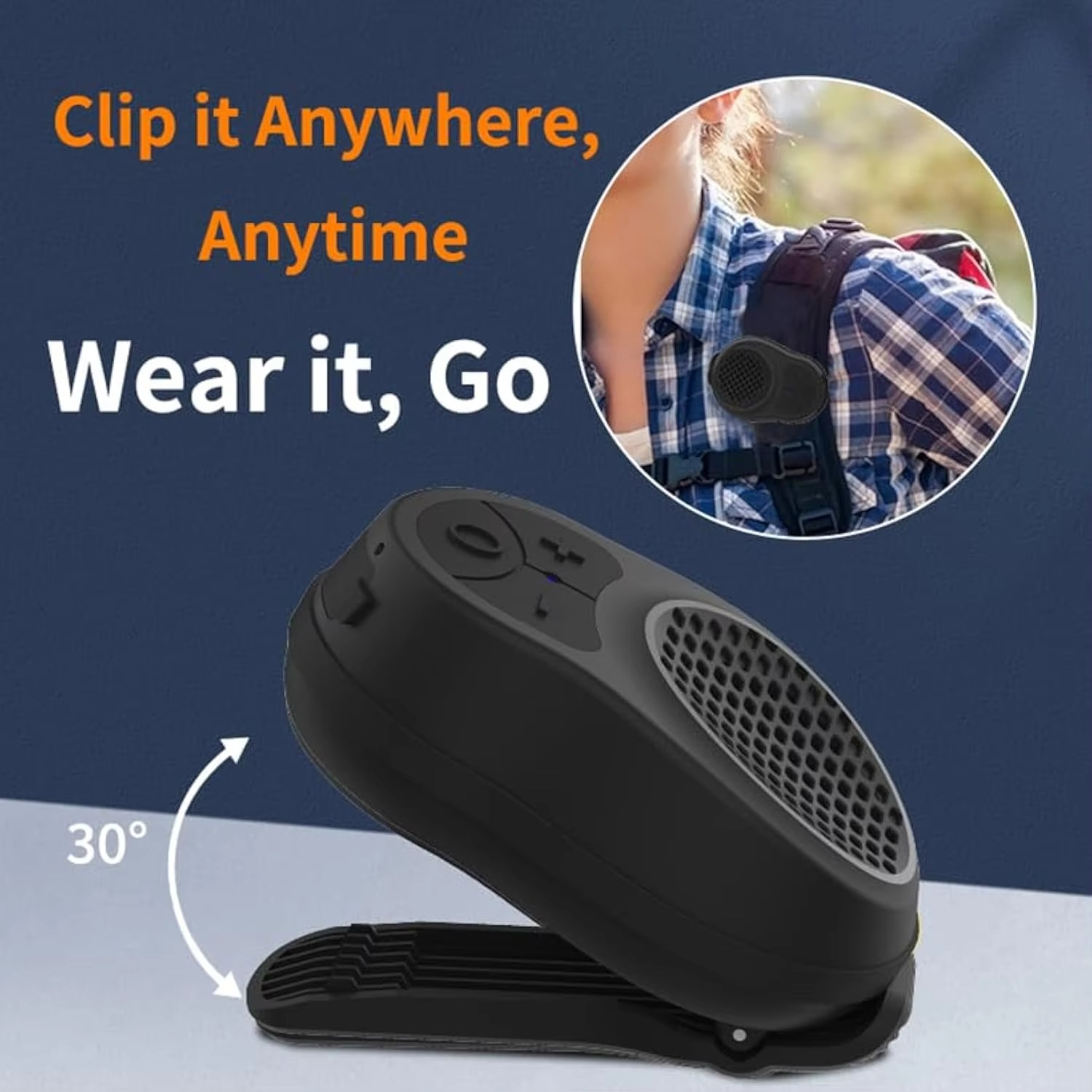 Minisopuru Wearable Bluetooth Speaker Clip On Wireless Waterproof Mini Portable Bluetooth Speaker with Microphone for Workout