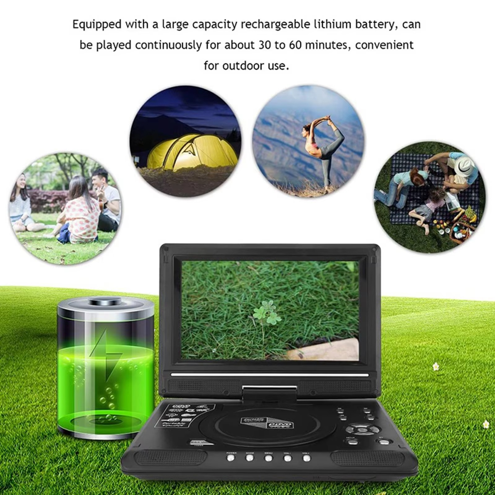 9.8Inch 16:9 Widescreen DVD player 270° LCD Screen Home Car TV DVD Player Portable VCD Compact Disc MP3 Viewer Game Function