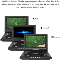 9.8Inch 16:9 Widescreen DVD player 270° LCD Screen Home Car TV DVD Player Portable VCD Compact Disc MP3 Viewer Game Function