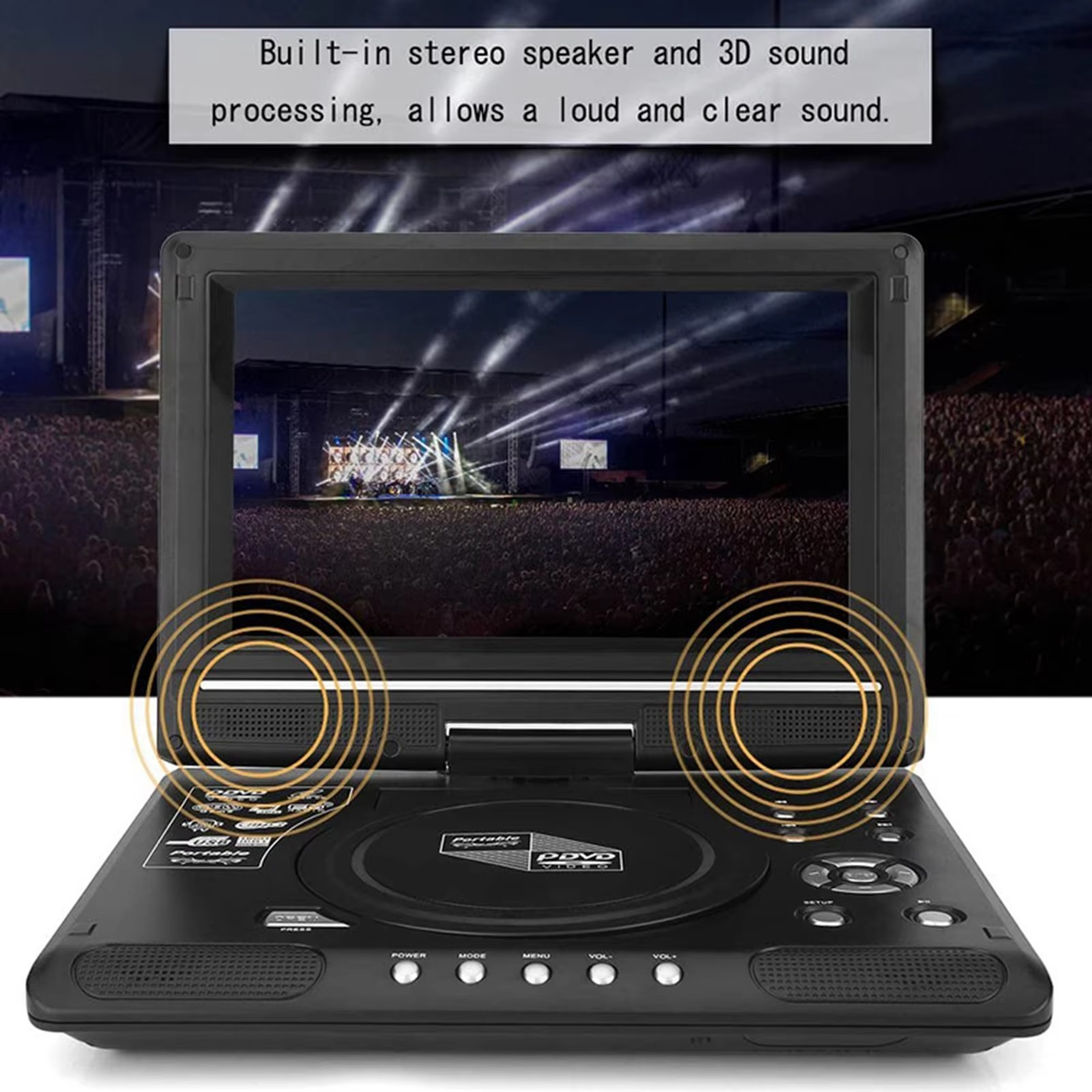 9.8Inch 16:9 Widescreen DVD player 270° LCD Screen Home Car TV DVD Player Portable VCD Compact Disc MP3 Viewer Game Function