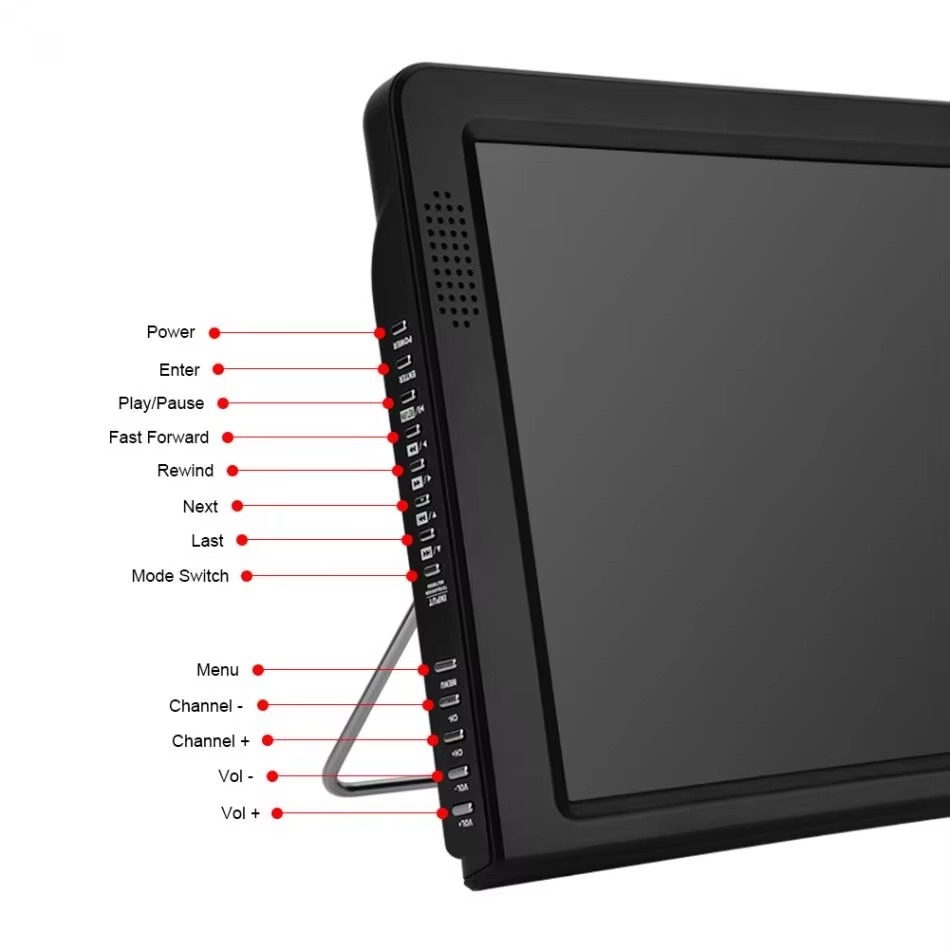 Korea LEADSTAR 12 Inch Atsc T Portable Mini Tv Supports ATSC/H265/Hevc Dolby Ac3 1280*800 TF Card For Home/Car