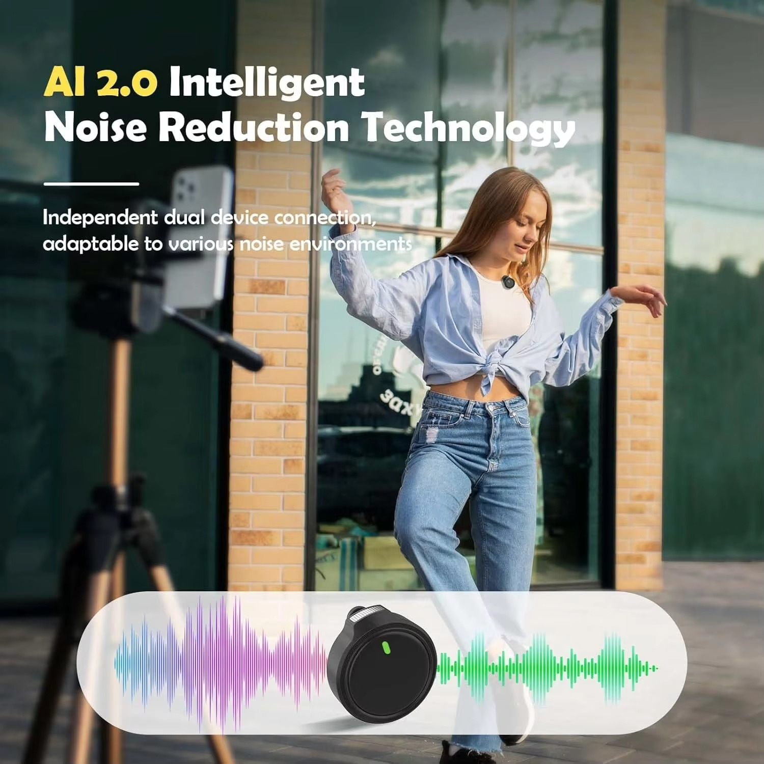 Professional Magnetic Wireless Lavalier Microphone Noise Reduction Lapel Mic for Video Record Interview Vlog live Streaming