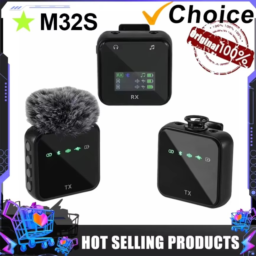 Bluetooth Audio Video Voice Recording Mic Wireless Lavalier Microphone System for iPhone Android Mobile Phone Interview Camera